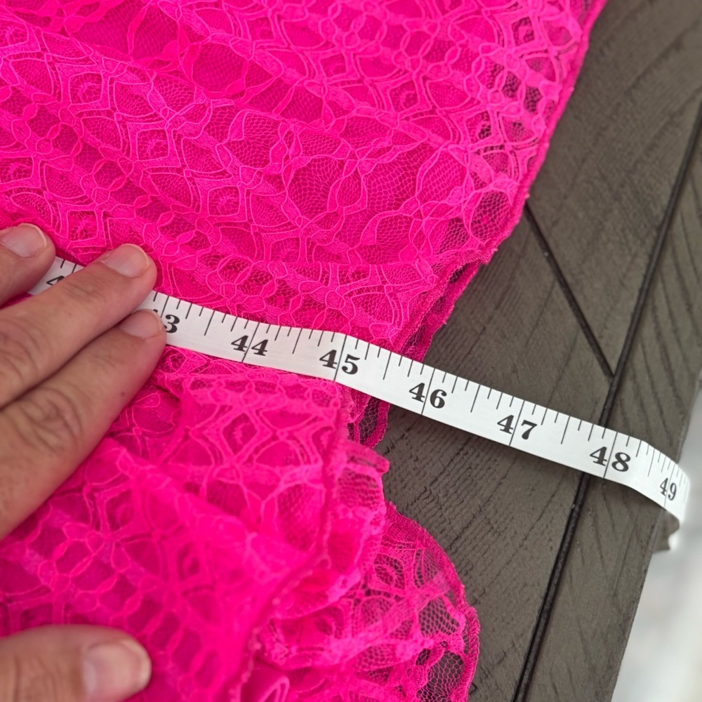 Betsey Johnson Dress Hot Pink Long Lace Dress Size 6 - Picture 10 of 10